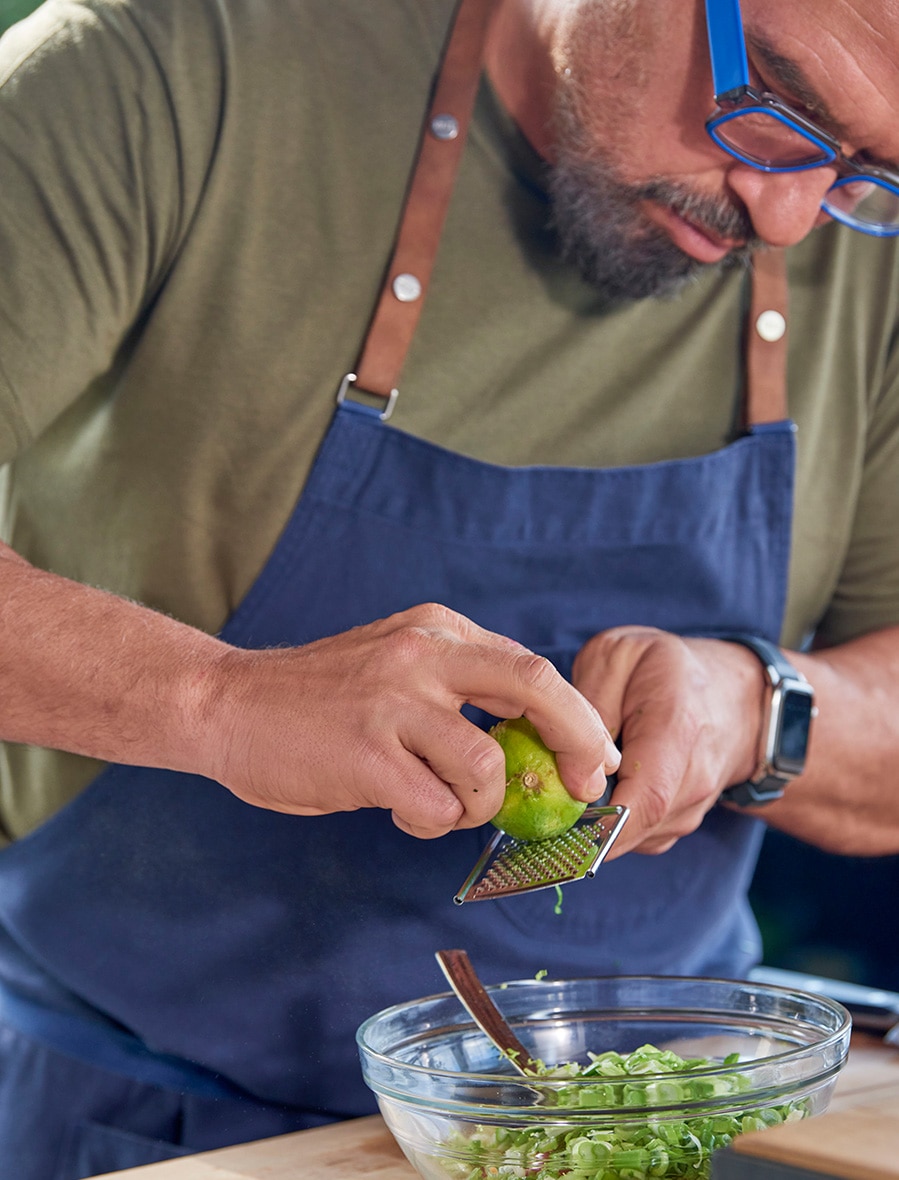 chef grating a lime