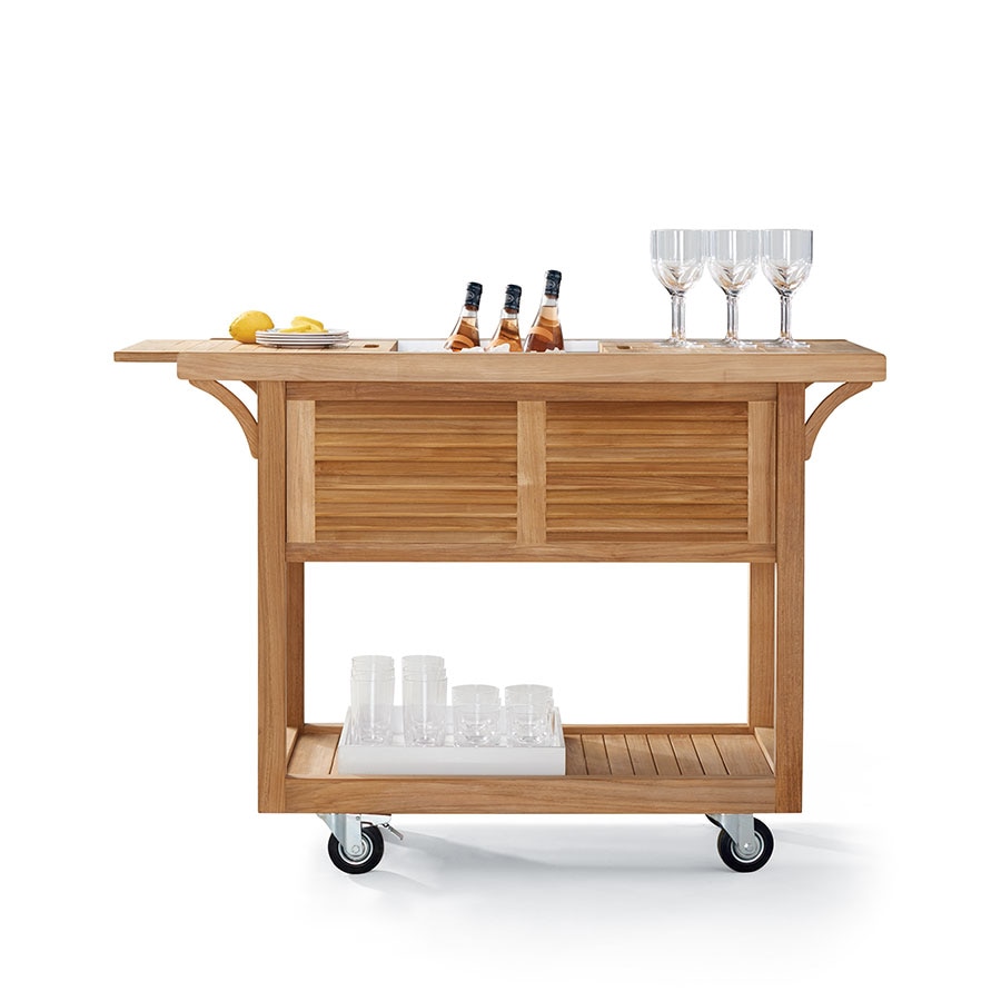 teak bar cart